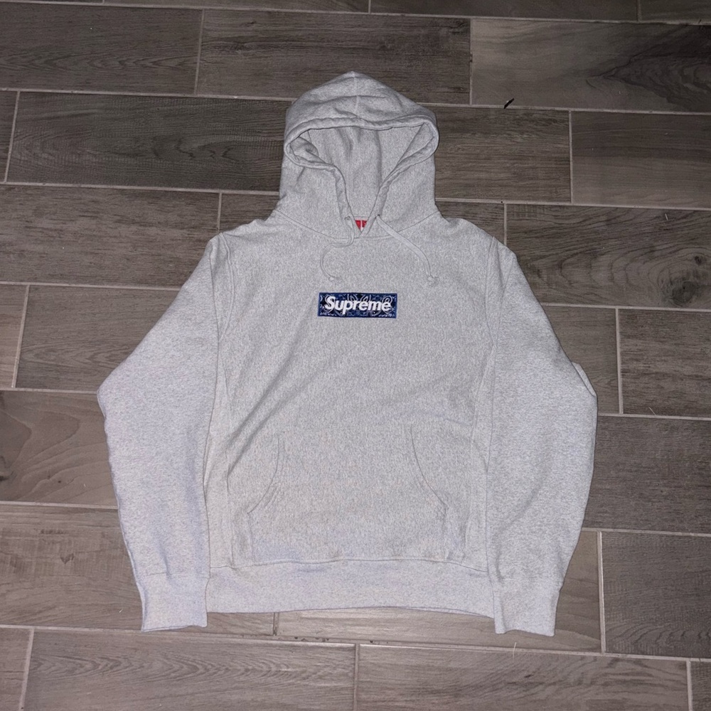 Supreme Grey Blue Bandana Bogo Hoodie